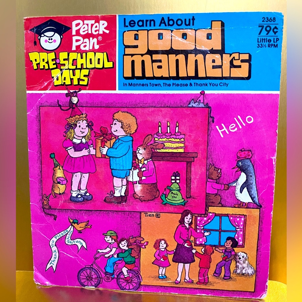 PETER PAN RECORDS VTG 60s ABOUT GOOD MANNERS VINYL RECORD LITTLE LP 2368 7”